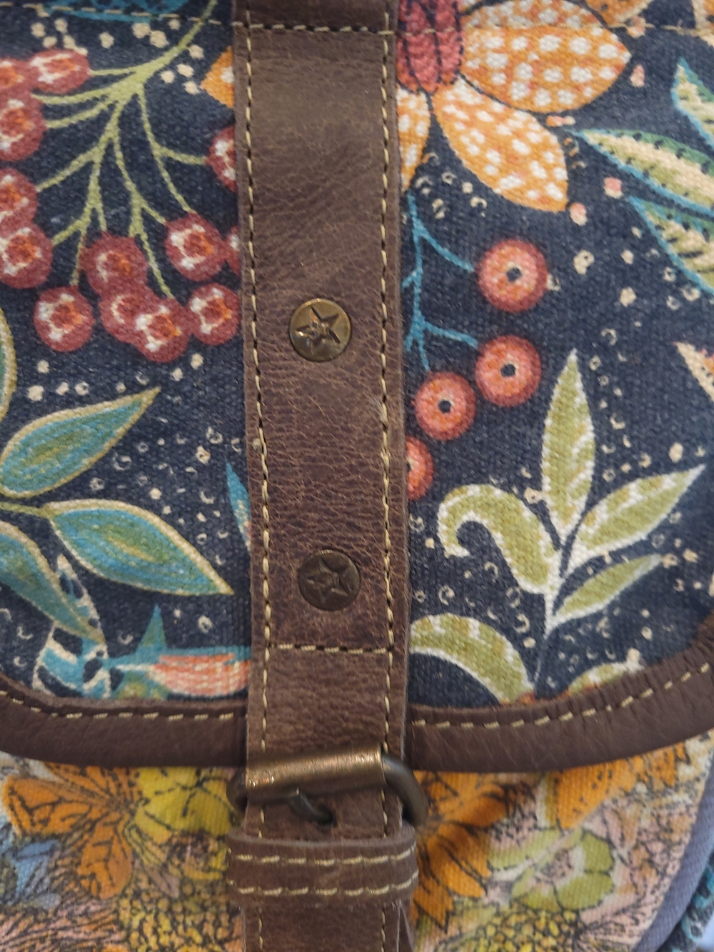 NWT Myra Bag Floral Patchwork Saddle Bag in Purple, Brown, Cream - Picture 3 of 13